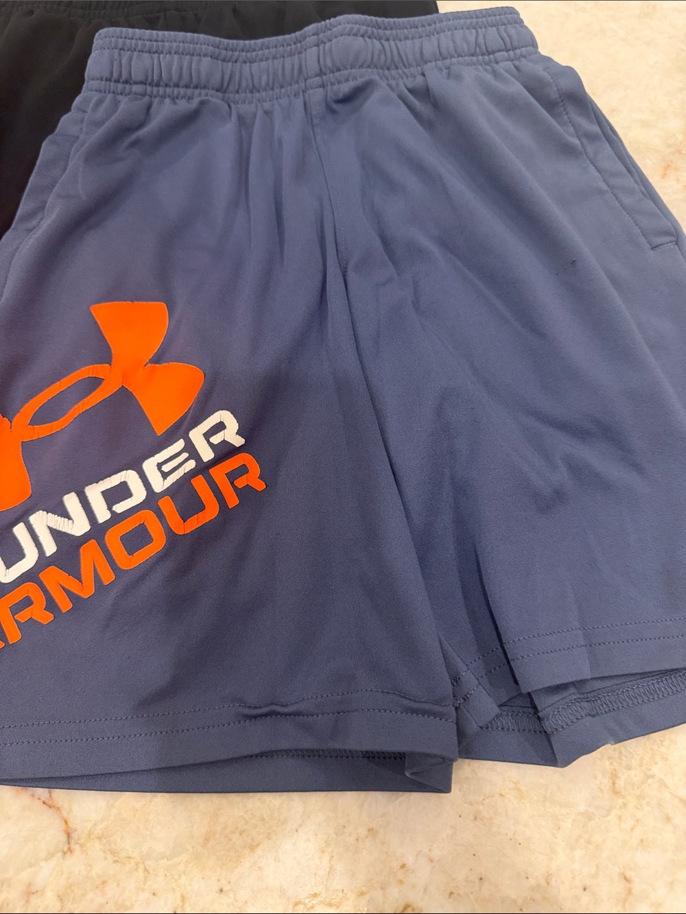 2Pairs -1Price.Under Armour Navy Athletic Shorts with Orange Logo